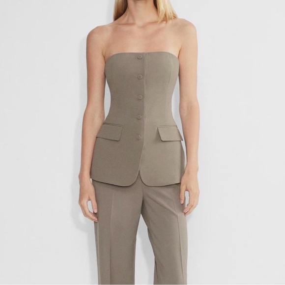 Babaton Tops - Babaton Insider Tube Top Strapless Tailored Bustier Top in Felted Taupe 00